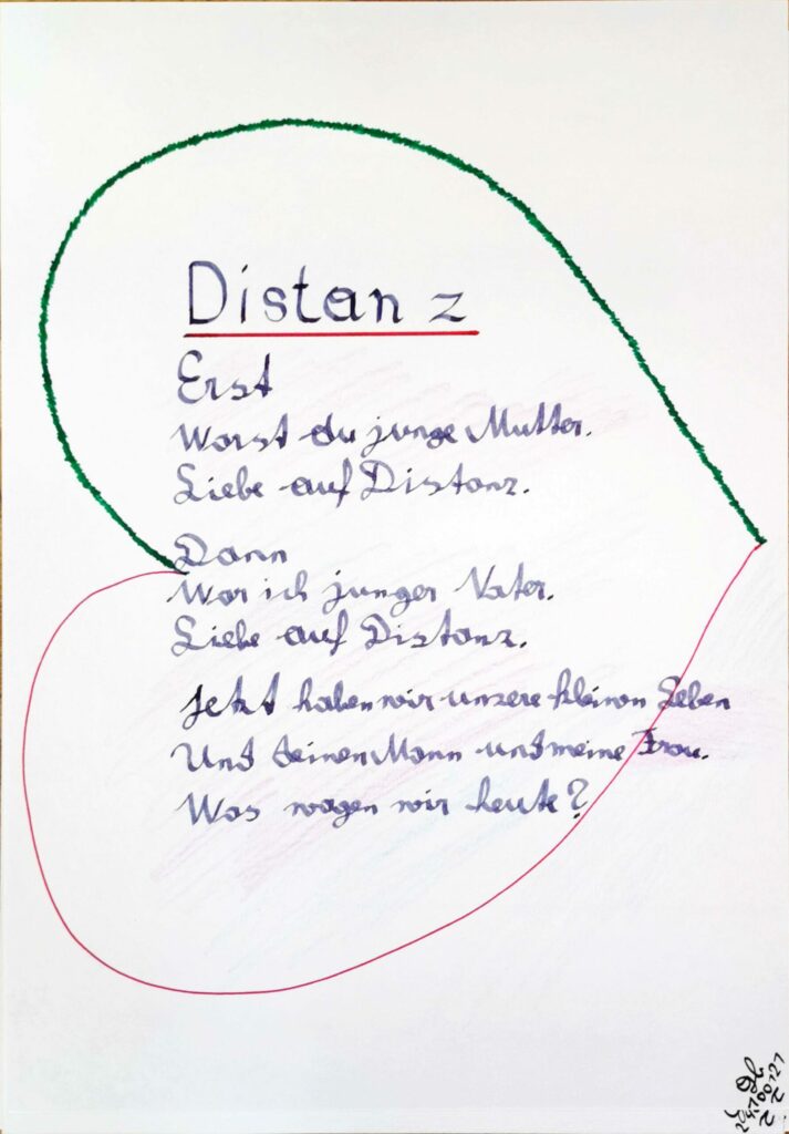 #39Plus3Poems - Distanz - handschriftlich